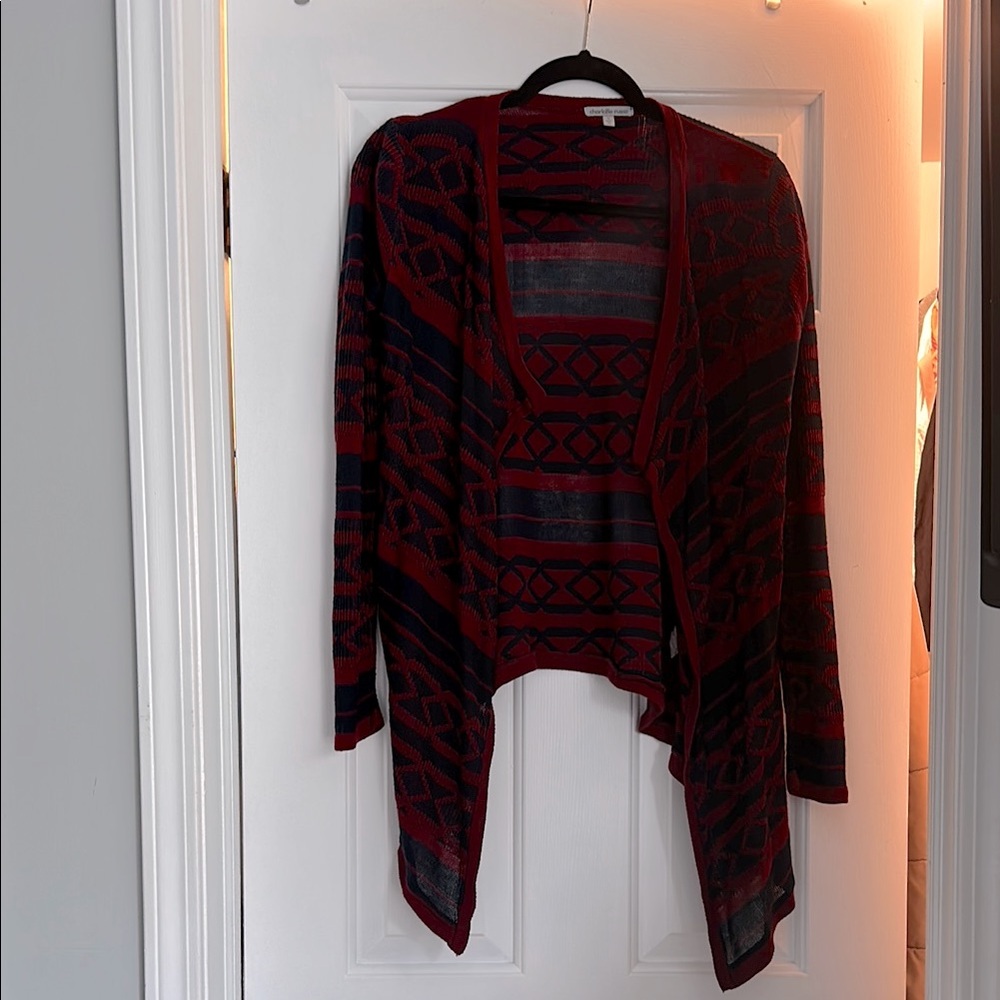 Charlotte Russe Red and Black Cardigan Sweater